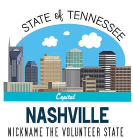 tennessee state capital nashville nickname volunteer state vecto