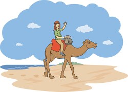 tourist on camel on the beach asilah morocco