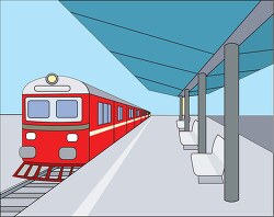 train at covered outdoor train station clipart