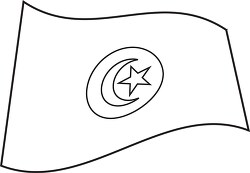 Tunisia wavy flag black outline clipart