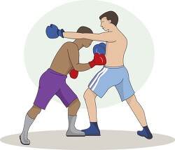 two men boxing throwing punches clipart