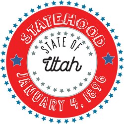 Utah statehood 1896 date statehood round style with stars clipar
