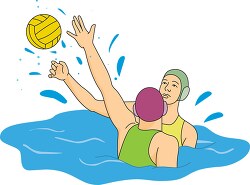 water polo players in water reaching for ball clipart
