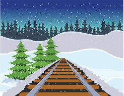 winter scene train tracks in the snow