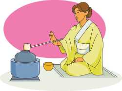 woman preparing for tea ceremony