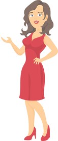 woman wearing red dress with hand out clipart
