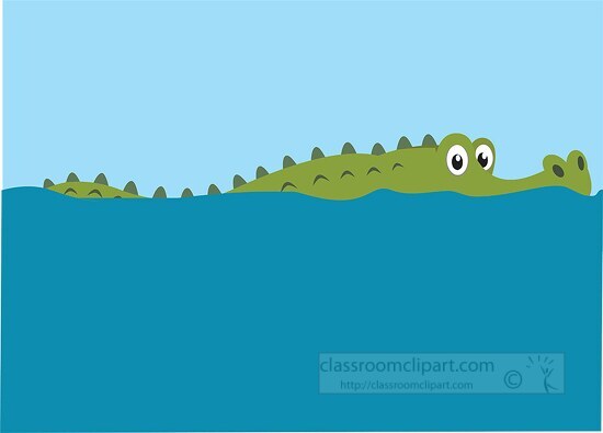 alligator head out of marsh water clipart