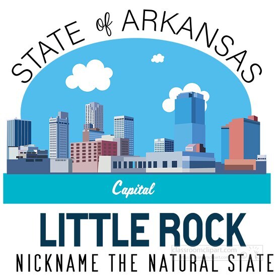 Arkansas state capital Little Rock nickname natural state clipar