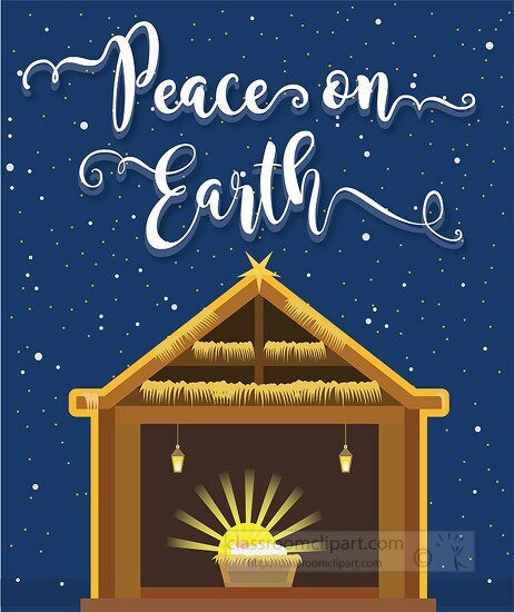 baby jesus christmas nativity scene calligraphy peace on earth