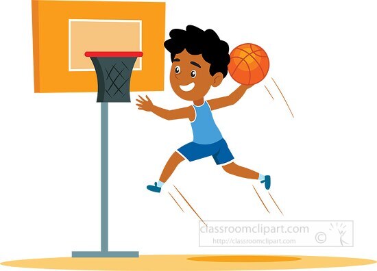 basketball jumps to dunk basketball clipart