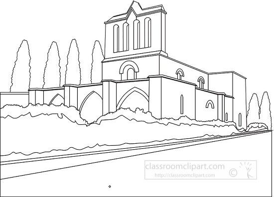 bellapais abbey cyprus black white outline clipart