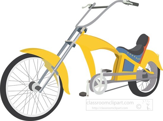 bicycle clipart yellow chopper style bike