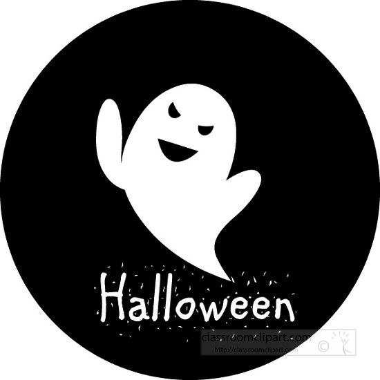 black white ghost halloween icon