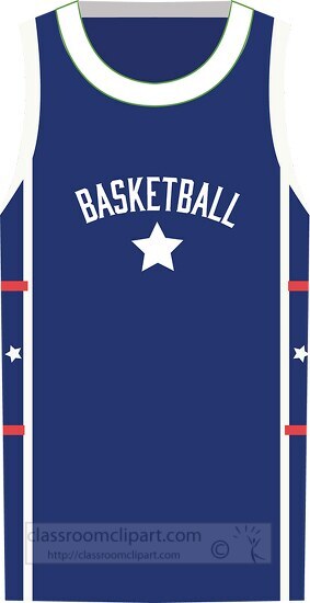 blue basketball jersey with stars clipart