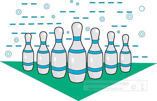 blue white bowling pins with lined background clipart