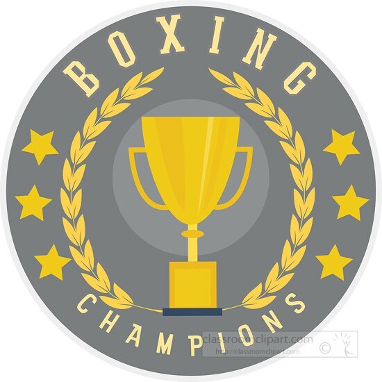 boxing champion medal logo clipart