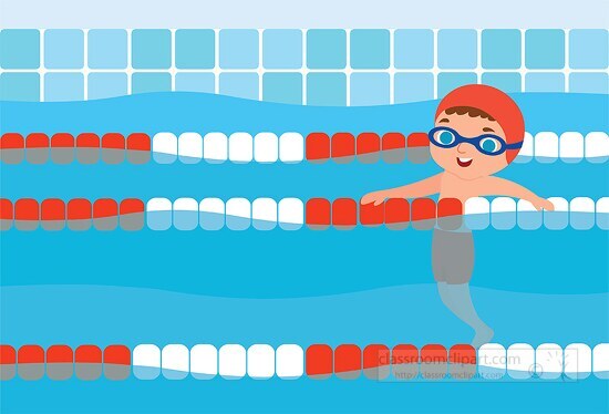 boy swimming laps in pool clipart 23