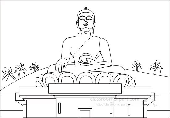 buddha dordenma statue thimpu bhutan black white outline clipart