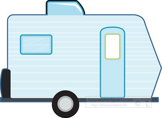 caravan camper trailer blue clipart