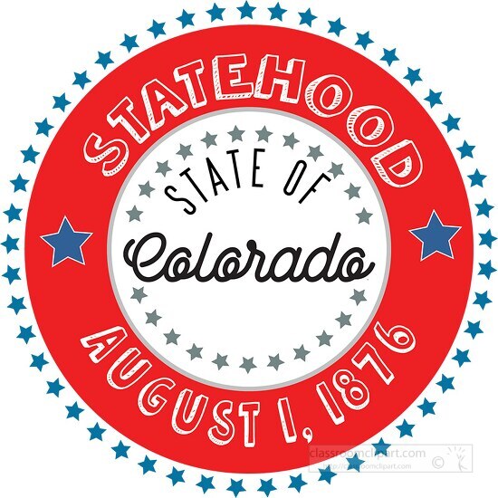 Colorado statehood 1876 date statehood round style with stars cl