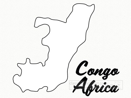 congo country map black white clipart