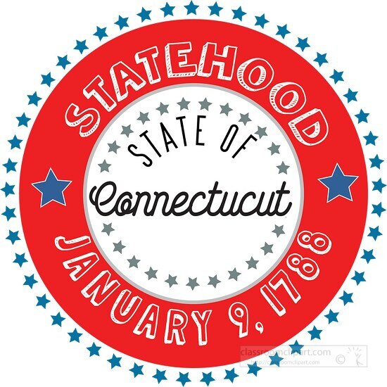 Connecticut Statehood 1788 date statehood round style with stars