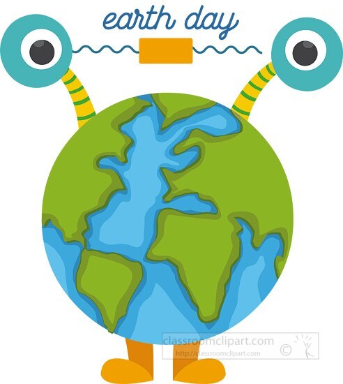 cute earth globe monster character earth day 319