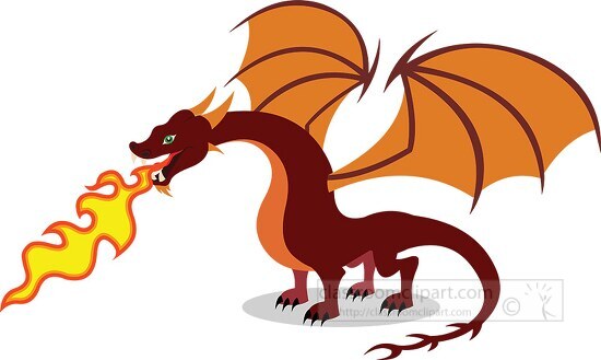 dragon blowing out flames fantasy clipart
