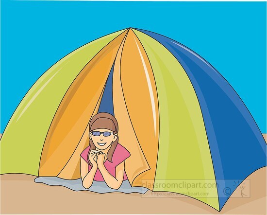 girl in tent camper clipart