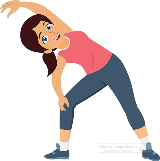 girl perfroming stretching exercise clipart