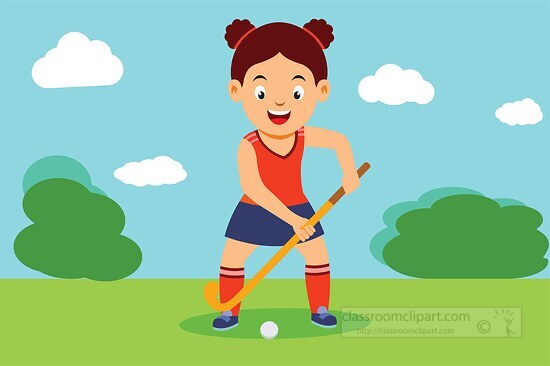 girl playing hockey sports clipart