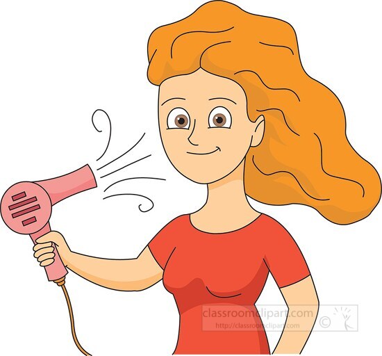girl using hair dryer