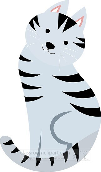 gray stripped cute cat vector clipart
