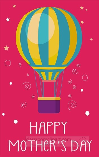 happy mothers day hot air balloon pink clipart