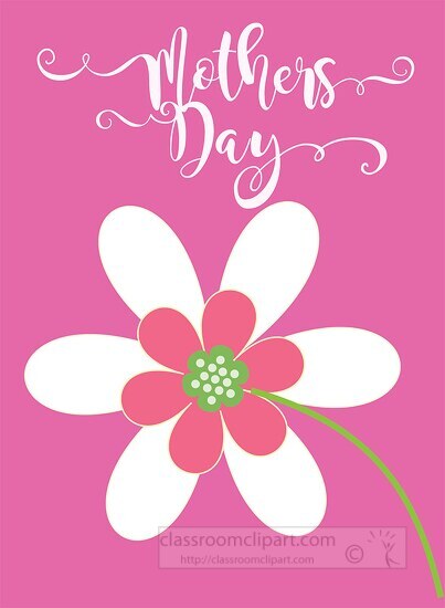 happy mothers day white flower clipart