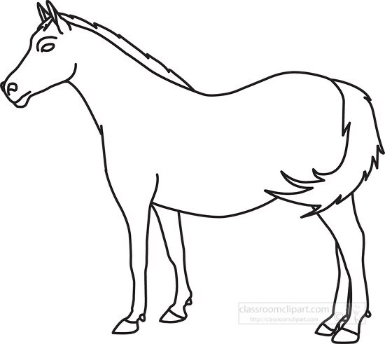 horse with tail outline clipart