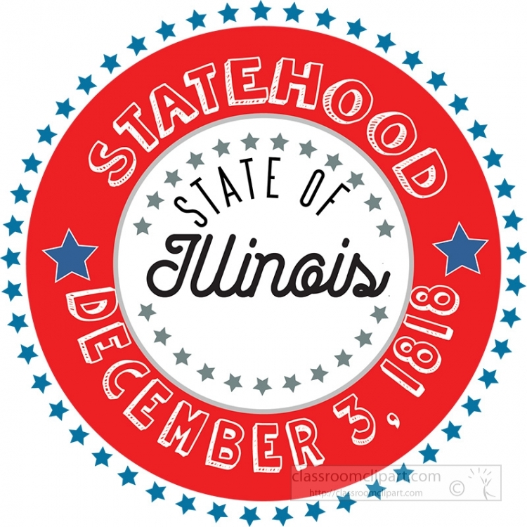 Illinois Statehood 1818 date statehood round style with stars cl