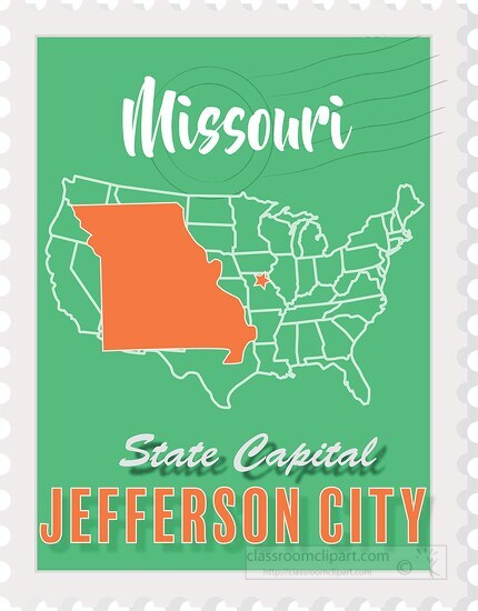 jefferson city missouri state map stamp clipart