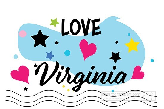 Love Virginia Hearts Stars Logo Clipart