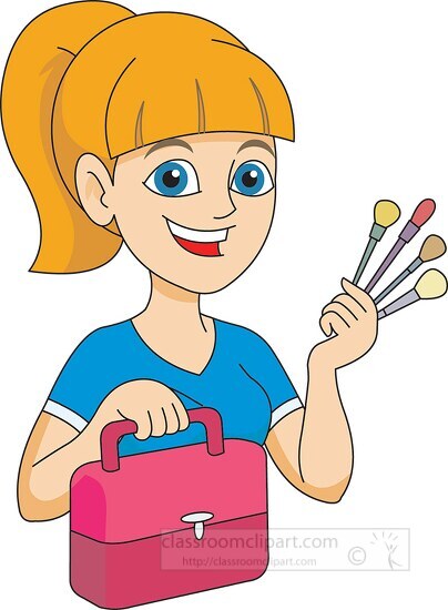 makeup artist holding brushes clipart
