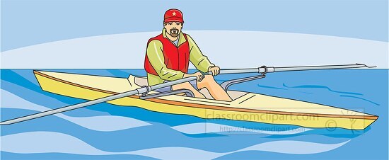 man holding oars in row boat clipart image