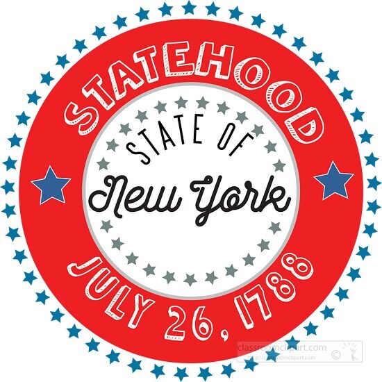 New York Statehood 1788 date statehood round style with stars cl