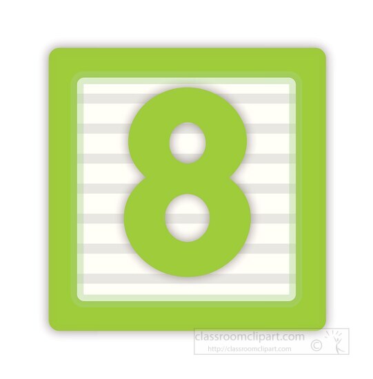 number eight in a block clipart