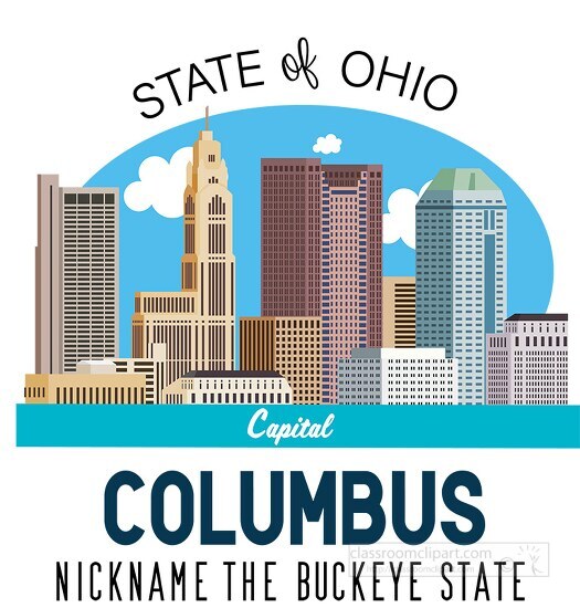 ohio state capital columbus nickname buckeye state vector clipar