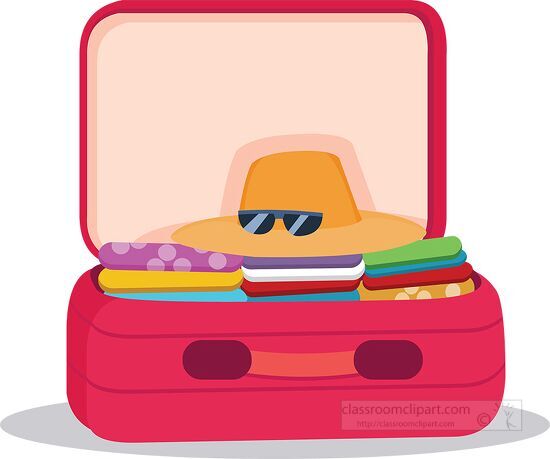 open suitcase clothes inside for travel clipart