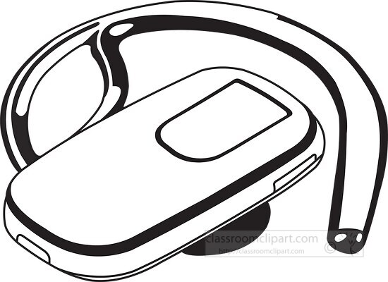 phone with ear bud black outline clipart