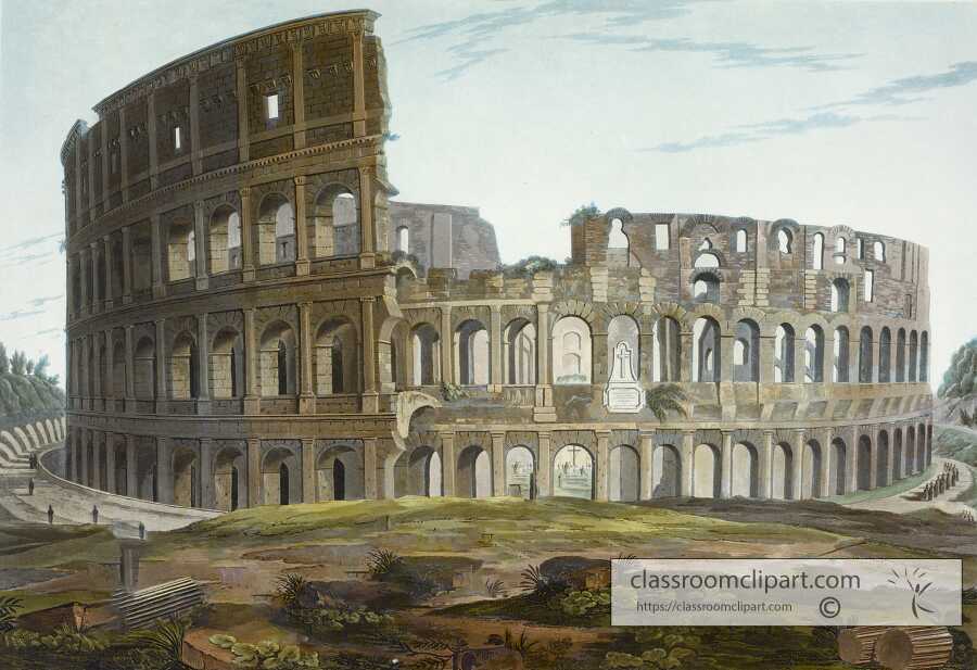 ancient rome coliseum color historic illustration