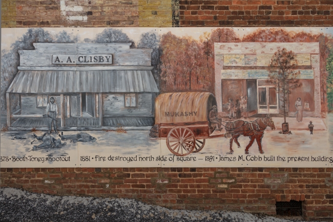 photo mural in downtown edgefield south carolina depicting the c