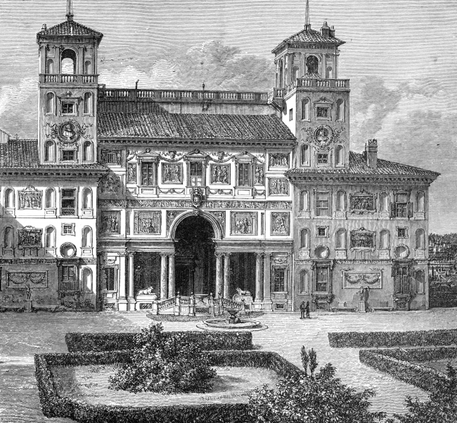 villa medici garden rome historical engraving 012