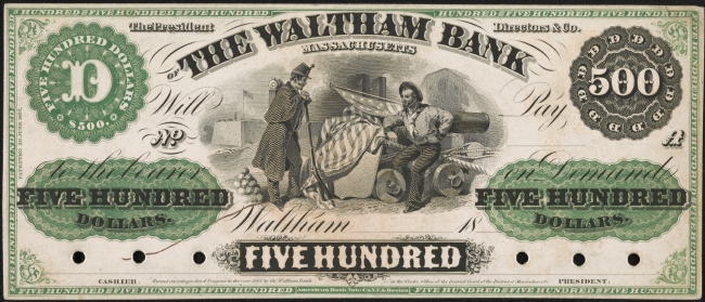 waltham bank five hundred dollar